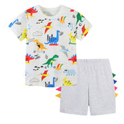 セットアップ 上下セット 2点セット キッズ ジュニア 子供服 男の子 女の子 半袖 Tシャツ ラウンドネック 恐竜 ハーフパンツ ウエストゴム イージーパンツ 半ズボン ボトムス トップス プルオーバー カジュアル カラフル おしゃれ 90 100 110 120 130 140 女児 男児 ガールズ ボーイズ 春 夏 通園 通学 普段着 着替え ラフ ルームウェア