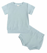 セットアップ 上下セット 2点セット キッズ ベビー 子供服 半袖 カットソー ショートパンツ 短パン 無地 シンプル パジャマ ルームウェア 寝間着 寝巻き カジュアル リブ ラウンドネック ウエストゴム プルオーバー トップス ボトムス 赤ちゃん 女の子 男の子 ガールズ ボーイズ 男児 女児 男女兼用 80cm 90cm 100cm 110cm 120cm