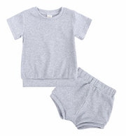 セットアップ 上下セット 2点セット キッズ ベビー 子供服 半袖 カットソー ショートパンツ 短パン 無地 シンプル パジャマ ルームウェア 寝間着 寝巻き カジュアル リブ ラウンドネック ウエストゴム プルオーバー トップス ボトムス 赤ちゃん 女の子 男の子 ガールズ ボーイズ 男児 女児 男女兼用 80cm 90cm 100cm 110cm 120cm