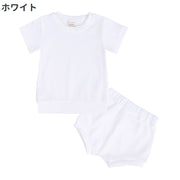 セットアップ 上下セット 2点セット キッズ ベビー 子供服 半袖 カットソー ショートパンツ 短パン 無地 シンプル パジャマ ルームウェア 寝間着 寝巻き カジュアル リブ ラウンドネック ウエストゴム プルオーバー トップス ボトムス 赤ちゃん 女の子 男の子 ガールズ ボーイズ 男児 女児 男女兼用 80cm 90cm 100cm 110cm 120cm