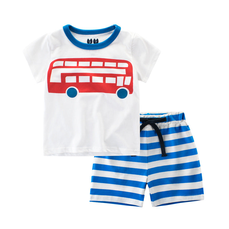 上下セット セットアップ 半袖Tシャツ ハーフパンツ プリントTシャツ スウェットパンツ 子供用 トップス ボトムス カットソー 半ズボン ボーダー柄 ウエストゴム 部屋着 ルームウエア パジャマ おしゃれ カジュアル 男の子 女の子 男児 女児 キッズ 子供服 子ども服 こども服 高学年 90cm 100cm 110cm 120cm 130cm 140cm