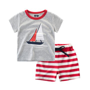 上下セット セットアップ 半袖Tシャツ ハーフパンツ プリントTシャツ スウェットパンツ 子供用 トップス ボトムス カットソー 半ズボン ボーダー柄 ウエストゴム 部屋着 ルームウエア パジャマ おしゃれ カジュアル 男の子 女の子 男児 女児 キッズ 子供服 子ども服 こども服 高学年 90cm 100cm 110cm 120cm 130cm 140cm