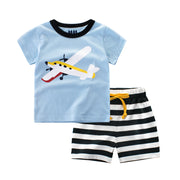 上下セット セットアップ 半袖Tシャツ ハーフパンツ プリントTシャツ スウェットパンツ 子供用 トップス ボトムス カットソー 半ズボン ボーダー柄 ウエストゴム 部屋着 ルームウエア パジャマ おしゃれ カジュアル 男の子 女の子 男児 女児 キッズ 子供服 子ども服 こども服 高学年 90cm 100cm 110cm 120cm 130cm 140cm