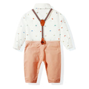 セットアップ 4点セット 男の子 キッズ 子供服 発表会 サスペンダー 長袖シャツ 長ズボン 蝶ネクタイ セット 春秋 演奏会 フォーマル