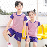 セットアップ 上下2点セット 半袖Tシャツ 短パン ラウンドネック 子供服 キッズジュニア 男の子 女の子 おしゃれ かわいい スポーティ ショートパンツ 通気性 速乾 ナンバー バイカラー トップス ボトムス