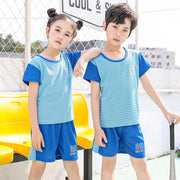 セットアップ 上下2点セット 半袖Tシャツ 短パン ラウンドネック 子供服 キッズジュニア 男の子 女の子 おしゃれ かわいい スポーティ ショートパンツ 通気性 速乾 ナンバー バイカラー トップス ボトムス