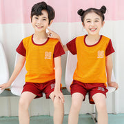 セットアップ 上下2点セット 半袖Tシャツ 短パン ラウンドネック 子供服 キッズジュニア 男の子 女の子 おしゃれ かわいい スポーティ ショートパンツ 通気性 速乾 ナンバー バイカラー トップス ボトムス