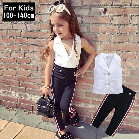 セットアップ ベスト ノースリーブジャケット ロングパンツ キッズ 女の子 商品画像
