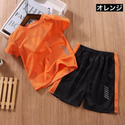 セットアップ 上下 2点セット キッズ ジュニア スポーツウェア 子供用 男の子 女の子 メッシュ 通気性 トップス ボトムス Tシャツ 半袖 ラウンドネック ハーフパンツ 半ズボン シンプル 運動 習い事 男児 女児 子供服