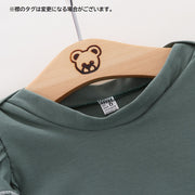 セットアップ 上下セット 4点セット 子供 ベビー キッズ 女の子 トップス ボトムス パンツ 長袖 長ズボン フード付き バンダナ付き ラウンドネック 肩フリル 無地 イラスト入り 花 葉 ナチュラル ウエストゴム 裾ゴム かわいい おしゃれ  定番 ヘビロテ お出かけ 遊び 緑