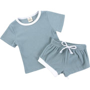 セットアップ 上下セット 2点セット ベビー 赤ちゃん キッズ 子供服 半袖 カットソー ショートパンツ 短パン 無地 バイカラー シンプル パジャマ ルームウェア 寝間着 寝巻き カジュアル リブ ラウンドネック ウエストゴム プルオーバー トップス ボトムス 女の子 男の子 ガールズ ボーイズ 男児 女児 男女兼用 70cm 80cm 90cm 100cm 110cm