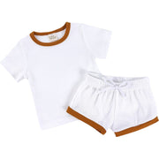 セットアップ 上下セット 2点セット ベビー 赤ちゃん キッズ 子供服 半袖 カットソー ショートパンツ 短パン 無地 バイカラー シンプル パジャマ ルームウェア 寝間着 寝巻き カジュアル リブ ラウンドネック ウエストゴム プルオーバー トップス ボトムス 女の子 男の子 ガールズ ボーイズ 男児 女児 男女兼用 70cm 80cm 90cm 100cm 110cm