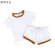 セットアップ 上下セット 2点セット ベビー 赤ちゃん キッズ 子供服 半袖 カットソー ショートパンツ 短パン 無地 バイカラー シンプル パジャマ ルームウェア 寝間着 寝巻き カジュアル リブ ラウンドネック ウエストゴム プルオーバー トップス ボトムス 女の子 男の子 ガールズ ボーイズ 男児 女児 男女兼用 70cm 80cm 90cm 100cm 110cm