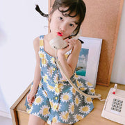 キャミソールワンピース 女の子 キッズ 子供服 ひざ上丈 フラワー グリーン ブルー シンプル かわいい おしゃれ