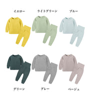 セットアップ キッズ ベビー 長袖 春 秋 パンツ ズボン ハイウエスト トレーナー スウェット 上下セット 無地 シンプル