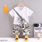 セットアップ 上下セット Tシャツ 半ズボン 2点セット キッズ 子供服 ベビー 男の子 女の子 ユニセックス 半袖 ラウンドネック カットソー ポケット付き ボディバッグ風 迷彩 カモフラ 宇宙飛行士 ウエストゴム 短パン ハーフパンツ カジュアル かっこいい かわいい 個性的 おしゃれ お出かけ 通学 通園 着回し ヘビロテ 橙 白 黄 赤