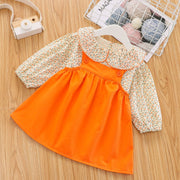 セットアップ 2点セット サロペットスカート ブラウスキッズ 子供服 ベビー 女の子 長袖 パフスリーブ トップス ボトムス 花柄 かわいい おしゃれ