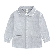 パジャマ 上下セット 子供服 ルームウェア 長袖 長ズボン キッズ ベビー 女の子 男の子 ロングパンツ 前開き 寝間着 部屋着 トップス ボトムス 襟付き ウエストゴム 寝巻き 定番 前ボタン ポケット付き シンプル 女児 男児 こども服