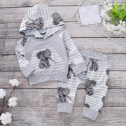 上下セット 長袖パーカー ロングパンツ 長ズボン スウェット 象 ゾウ 子供服 キッズ セットアップ プルオーバー 部屋着 ルームウェア カジュアル 可愛い かわいい トップス ボトムス 女の子 男の子 女児 男児 子ども服 こども服 70cm 80cm 90cm 100cm