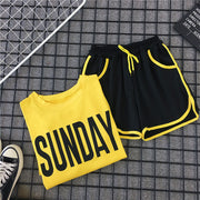 半袖Tシャツ ショートパンツ セットアップ 上下セット レディース トップス ボトムス 夏 ラウンドネック ショーパン ロゴ スポーティ カジュアル