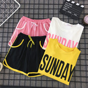 半袖Tシャツ ショートパンツ セットアップ 上下セット レディース トップス ボトムス 夏 ラウンドネック ショーパン ロゴ スポーティ カジュアル