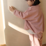 セットアップ 上下セット 子供服 キッズ ベビー 女の子 男の子 スウェット 長袖 長ズボン クルーネック 無地 ポケット おしゃれ シンプル 可愛い カジュアル ロングパンツ トップス ボトムス 普段着 おでかけ 部屋着