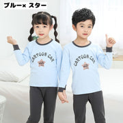 パジャマ セットアップ ルームウェア 上下セット 2点セット 長袖Tシャツ ロングパンツ 長ズボン キッズ ベビー 子ども用 子供服 男の子 女の子 ラウンドネック プリント柄 かわいい おしゃれ リラックス 寝間着