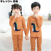 パジャマ セットアップ ルームウェア 上下セット 2点セット 長袖Tシャツ ロングパンツ 長ズボン キッズ ベビー 子ども用 子供服 男の子 女の子 ラウンドネック プリント柄 かわいい おしゃれ リラックス 寝間着