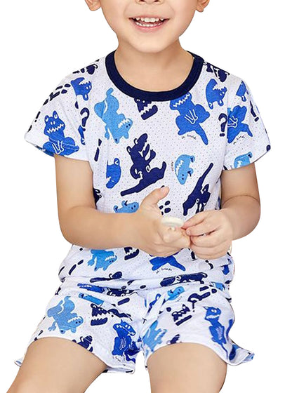 パジャマ ルームウェア 上下セット セットアップ 子供服 キッズ ブルー×カエル バリエーション画像