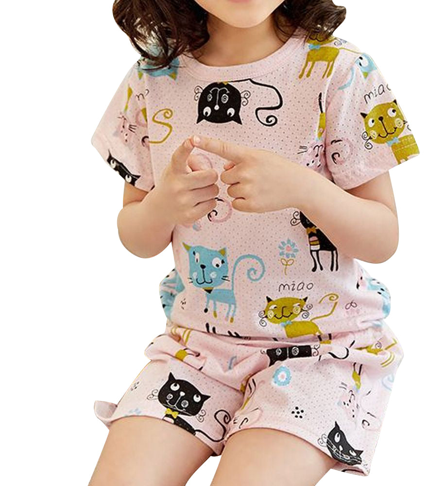 パジャマ ルームウェア 上下セット セットアップ 子供服 キッズ ピンク×ネコ バリエーション画像