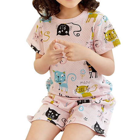 パジャマ ルームウェア 上下セット セットアップ 子供服 キッズ ピンク×ネコ バリエーション画像