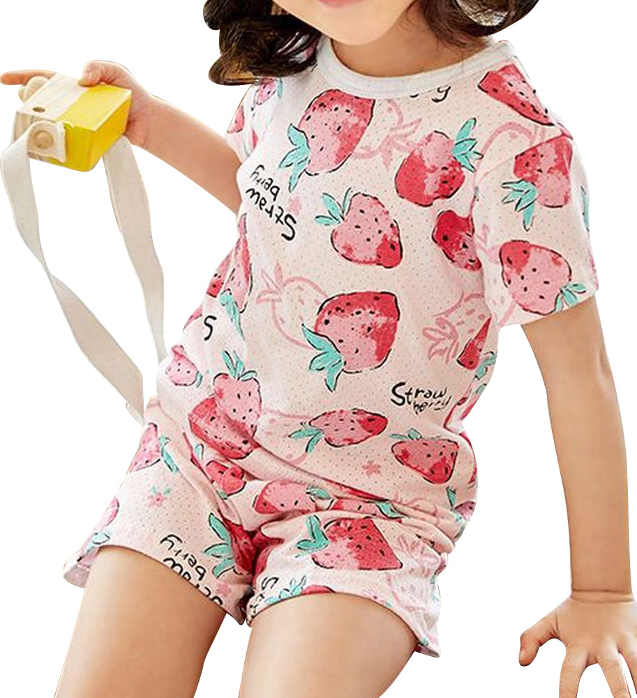パジャマ ルームウェア 上下セット セットアップ 子供服 キッズ ピンク×イチゴ バリエーション画像