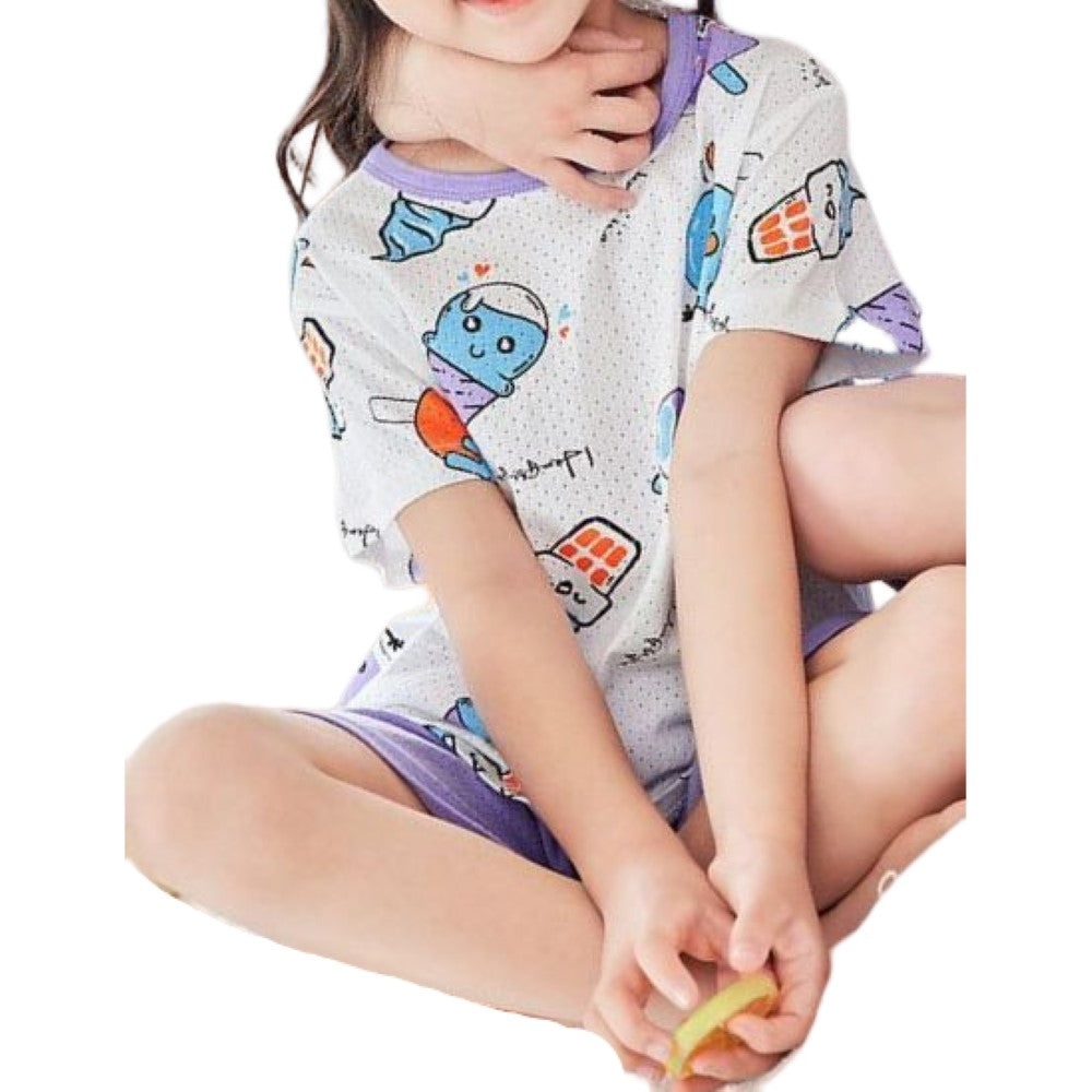 パジャマ ルームウェア 上下セット セットアップ 子供服 キッズ パープル×アイス バリエーション画像