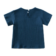 セットアップ 上下 2点セット ベビー キッズ 子供 女の子 男の子 半袖 カットソー Tシャツ ショートパンツ 短パン 胸ポケット バックボタン 無地 シンプル パジャマ ルームウェア 寝間着 寝巻き カジュアル ラウンドネック ウエストゴム プルオーバー トップス ボトムス 子供服