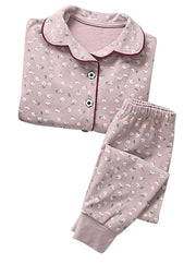 子供用パジャマ キッズ セットアップ 上下セット 2点セット ルームウェア 長袖 花柄 小花柄 フラワー 長ズボン ロングパンツ プリント ウエストゴム 春 秋 部屋着 寝間着 寝巻き トップス ボトムス 女の子 女児 こども服 子ども服 90cm 100cm 110cm 120cm 130cm ボタン