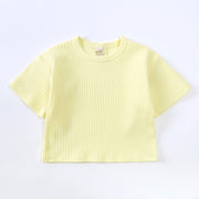 セットアップ 上下セット 2点セット キッズ ベビー 子供用 半袖カットソー 袖フリル ロングパンツ 長ズボン シンプル 無地 ルームウェア ラウンドネック かわいい トップス ボトムス