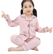 パジャマ 上下セット キッズ ジュニア 子供用 長袖 長ズボン ロングパンツ 前開き ボタン 襟付き ポケット付き 寝巻き 可愛い おしゃれ パイピング シロクマ フラミンゴ ケーキ モチーフ フルーツ柄 イラスト 女の子 男の子 男子 女子 2点セット 寝間着 ルームウェア