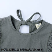 セットアップ ベビー 子ども用 トップス ボトムス 上下セット ブラウス フリル袖 チュニック ブルマ 2点セット 無地 リボン ズボン ウエストゴム ホワイト グレー 春夏 かわいい 出産祝い