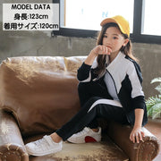 セットアップ 上下 2点セット ジャージ 長袖 前開き ロングパンツ キッズ ジュニア 子供 女の子 ファスナー ジップアップ 長ズボン ウエストゴム カジュアル お洒落 スポーツ 運動 習い事 普段使い ガールズ 女児 子供服