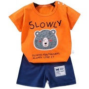 セットアップ 上下セット Tシャツ 半ズボン ハーフパンツ キッズ 子供服 子ども服 ベビー 赤ちゃん 男の子 女の子 80cm 90cm 100cm 110cm 120cm 73cm 130cm 男女兼用 トップス ボトムス 半袖 丸首 ラウンドネック ゴムウエスト ショートパンツ 総柄 イラスト ボーダー カラフル 恐竜 クマ 動物 ピンク ブルー カジュアル ポップ かわいい キュート