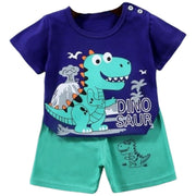 セットアップ 上下セット Tシャツ 半ズボン ハーフパンツ キッズ 子供服 子ども服 ベビー 赤ちゃん 男の子 女の子 80cm 90cm 100cm 110cm 120cm 73cm 130cm 男女兼用 トップス ボトムス 半袖 丸首 ラウンドネック ゴムウエスト ショートパンツ 総柄 イラスト ボーダー カラフル 恐竜 クマ 動物 ピンク ブルー カジュアル ポップ かわいい キュート