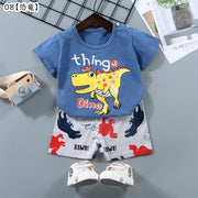 セットアップ 上下セット Tシャツ 半ズボン ハーフパンツ キッズ 子供服 子ども服 ベビー 赤ちゃん 男の子 女の子 80cm 90cm 100cm 110cm 120cm 73cm 130cm 男女兼用 トップス ボトムス 半袖 丸首 ラウンドネック ゴムウエスト ショートパンツ 総柄 イラスト ボーダー カラフル 恐竜 クマ 動物 ピンク ブルー カジュアル ポップ かわいい キュート