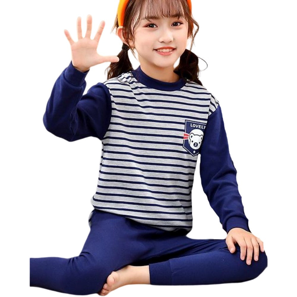 パジャマ 上下セット 部屋着 ルームウェア キッズ ジュニア 子ども 子供 男の子 女の子 インナー 長袖 長ズボン ラウンドネック ウエストゴム 動物柄 アニマル柄 犬 ネコ うさぎ くま きつね ゾウ 恐竜 ライオン スイカ 星 ストライプ 無地 カラフル かわいい