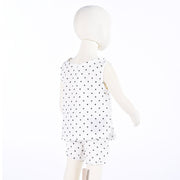 上下セット セットアップ ノースリーブ タンクトップ ショートパンツ 子供用 トップス ボトムス 半ズボン 短パン ウエストゴム ティアドロッププラケット 夏 星柄 スター 三角 トライアングル おしゃれ カジュアル 男の子 女の子 男児 女児 キッズ 子供服 子ども服 こども服 80cm 90cm 100cm 110cm 120cm 白 灰色