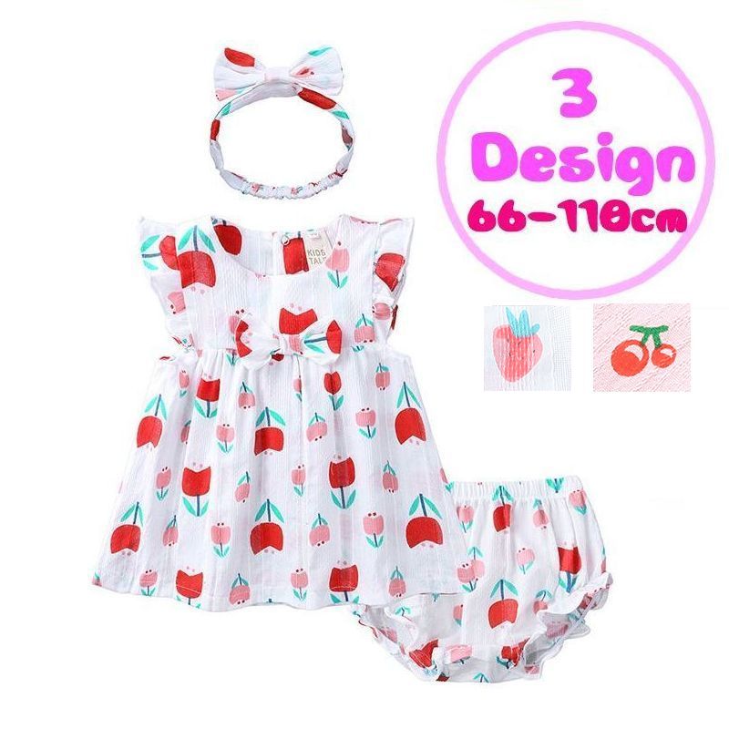 セットアップ 3点セット ベビー 赤ちゃん キッズ 女の子 子供服 ワンピース ノースリーブ フリル袖 リボン かぼちゃパンツ ブルマパンツ 薄手 かわいい