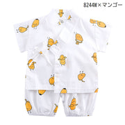 セットアップ 甚平 上下セット ベビー キッズ 子供服 女の子 男の子 パジャマ ルームウェア 半袖 半ズボン 短パン 前開き クマ いちご かわいい おしゃれ 和服 夏服