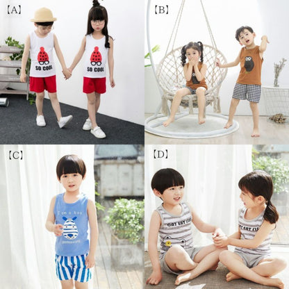 セットアップ 上下セット タンクトップ ハーフパンツ ラウンドネック デザイン豊富 商品画像4