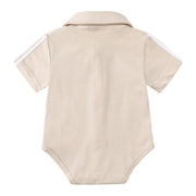 セットアップ 2点セット ロンパース ショートパンツ サスペンダー 蝶ネクタイ 襟付き ベビー キッズ 男の子 子供服 ボディスーツ 前開き ボタン 短パン ウエストゴム 裾ゴム フォーマル カジュアル おしゃれ