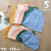セットアップ 子供用 子供服 キッズ ノースリーブ ショートパンツ ブルー グリーン マスタード ピンク ホワイト 夏 上下セット 通気性 お出かけシーン