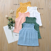 セットアップ 子供用 子供服 キッズ ノースリーブ ショートパンツ ブルー グリーン マスタード ピンク ホワイト 夏 上下セット 通気性 お出かけシーン